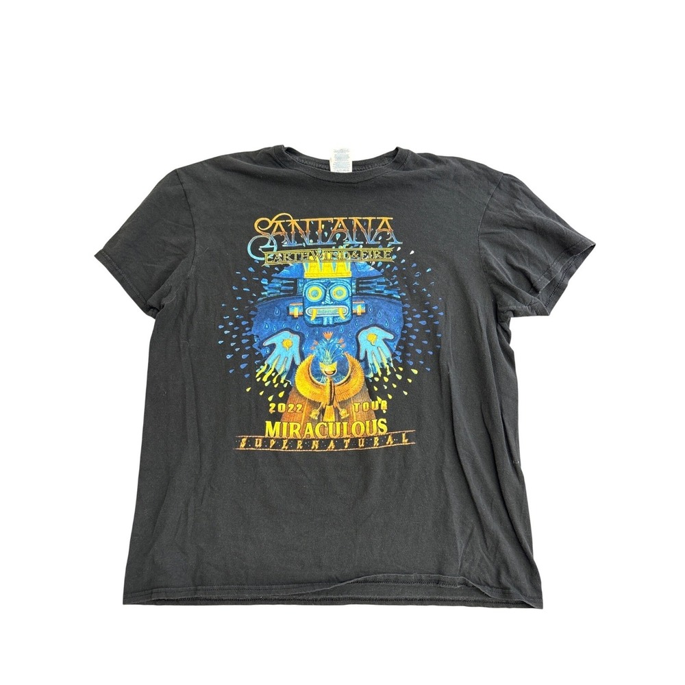 Santana Earth Wind & Fire 2022 Tour Shirt Mens Large Black Miraculous